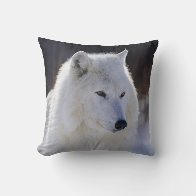 Cojín Decorativo Pillow del Lobo Blanco Ártico (Anverso)