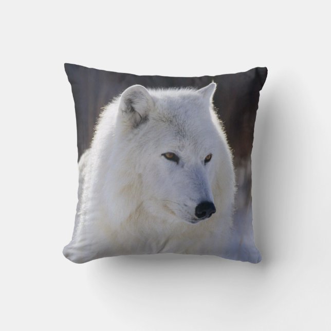 Cojín Decorativo Pillow del Lobo Blanco Ártico (Anverso)