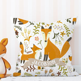 Cojín Decorativo Pillow del nombre personalizado de Woodland Foxes