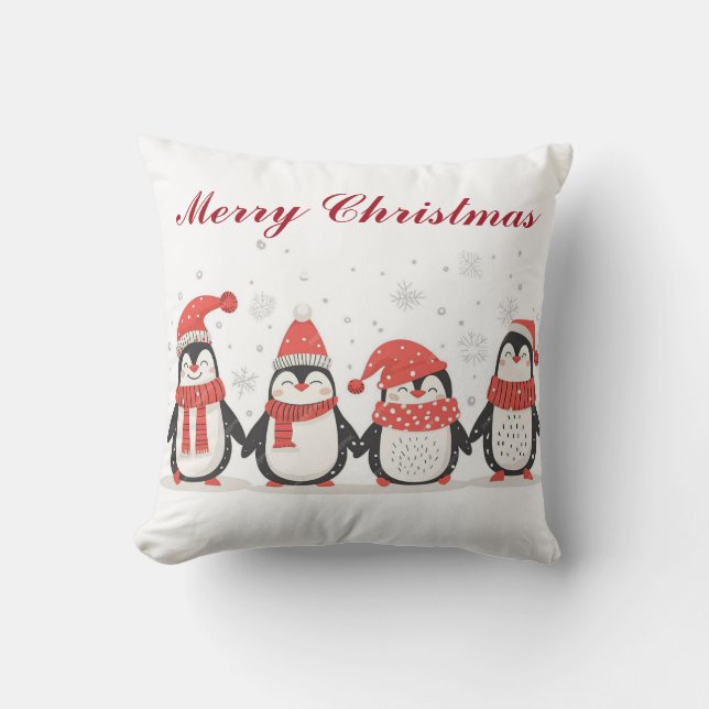 Cojín Decorativo Pillow del pingüino navidad | Decoración festiva (Anverso)