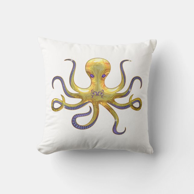 Cojín Decorativo Pillow del pulpo de oro (Anverso)