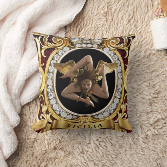 Cojín Decorativo Pillow del regalo de Medusa Trinacria de Sicilia (Manta)