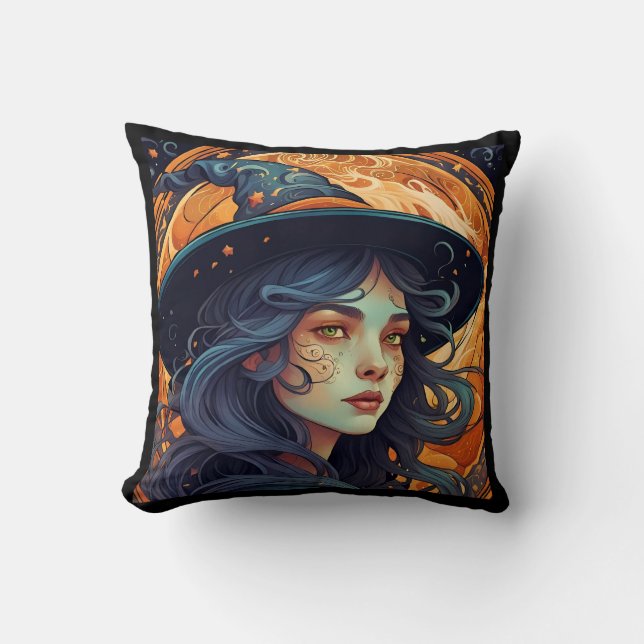 Cojín Decorativo Pillow del tema de la bruja de Halloween (Anverso)