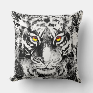 Cojín Decorativo Pillow del tigre   Dibujo de tigres   Blanco y neg