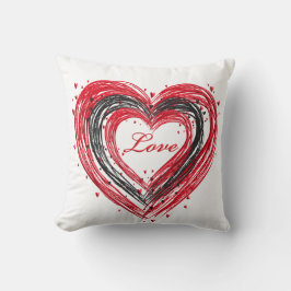 Cojín Decorativo Pillow El día de San Valentín rojo, negro y blanco