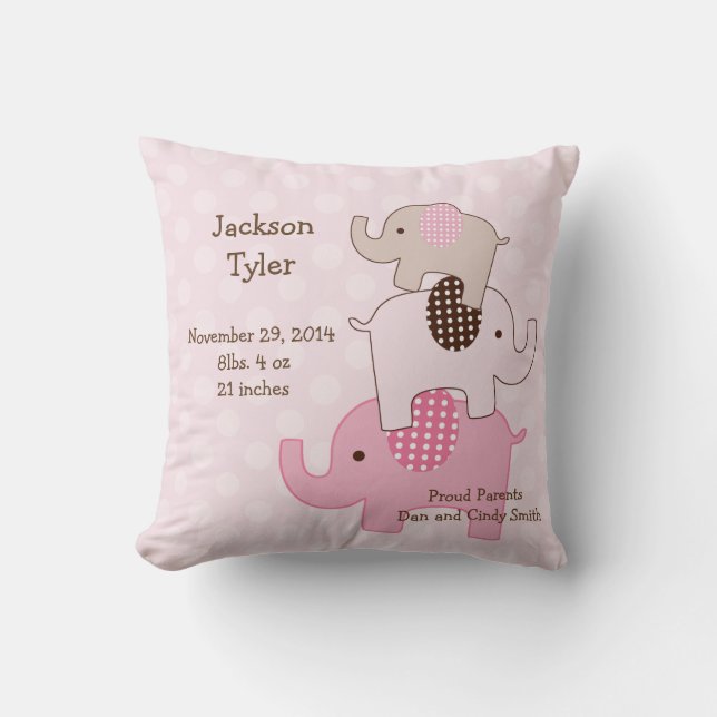 Cojín Decorativo Pillow "Elefantes apilados con puntos" personaliza (Anverso)