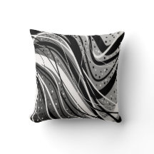 Pillow en un estilo abstracto moderno, negro, blan