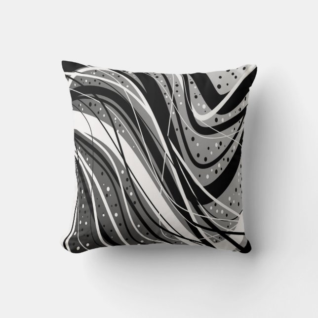 Cojín Decorativo Pillow en un estilo abstracto moderno, negro, blan (Anverso)