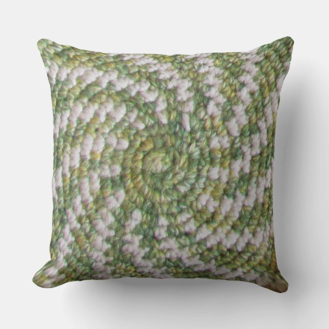 Cojín Decorativo Pillow - Espiral blanca y verde (Anverso)