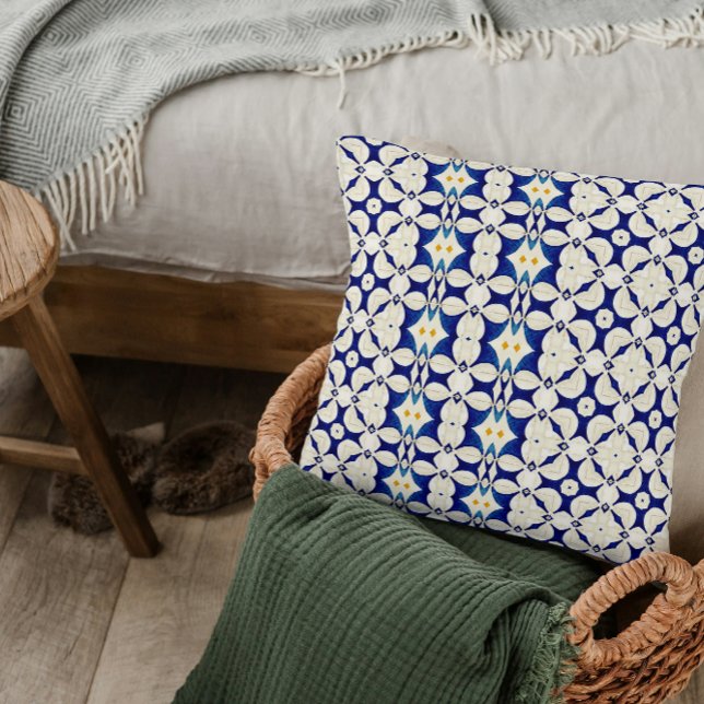 Cojín Decorativo Pillow estilo país en crema y azul (Subido por el creador)