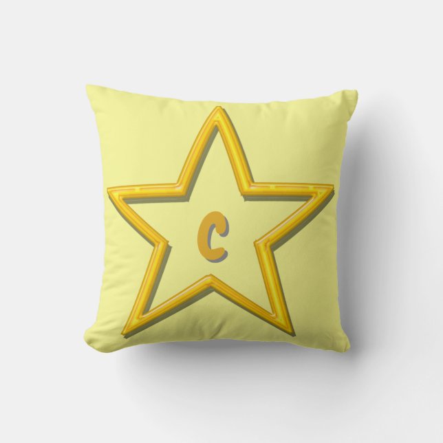 Cojín Decorativo Pillow - Estrella dorada con inicial (Anverso)