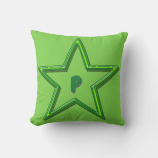 Cojín Decorativo Pillow - Estrella verde con inicio