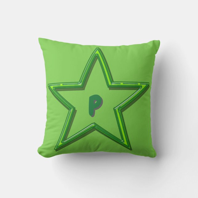Cojín Decorativo Pillow - Estrella verde con inicio (Anverso)