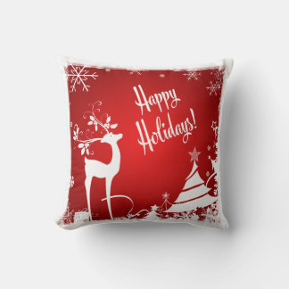 Cojín Decorativo Pillow festivo | Rojo y Blanco, ¡Felices Fiestas!