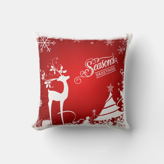 Cojín Decorativo Pillow festivo | Rojo y Blanco, saludos de tempora (Anverso)