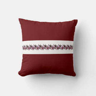 Cojín Decorativo Pillow - Flores de ciruela en franja blanca