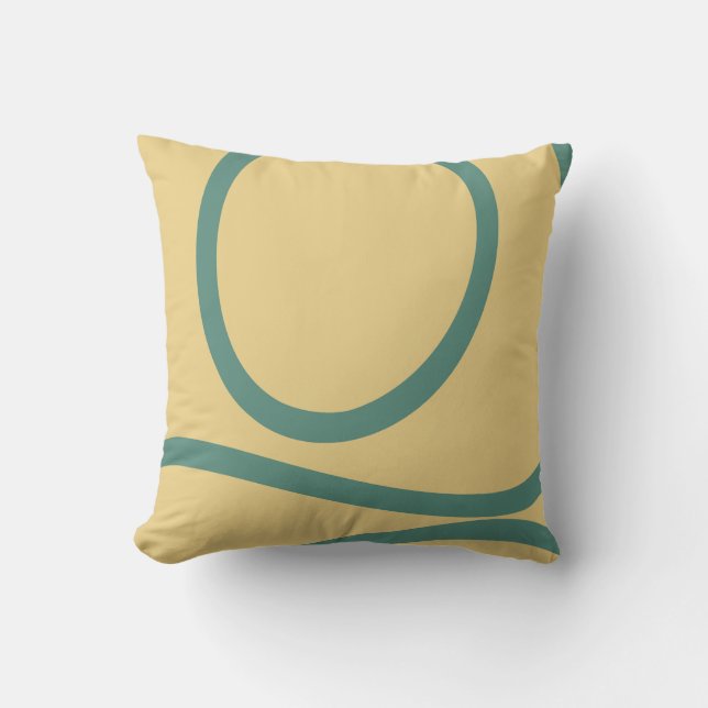 Cojín Decorativo Pillow – Green Lines on Yellow (Anverso)