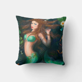 Cojín Decorativo Pillow Hermosa sirena de fantasía en el lago con l