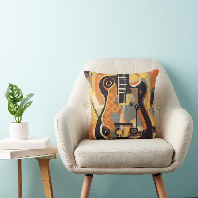 Cojín Decorativo Pillow Ilustracion de guitarra retro (Silla)