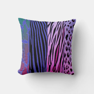 Cojín Decorativo Pillow Impresión de animales negros y morados