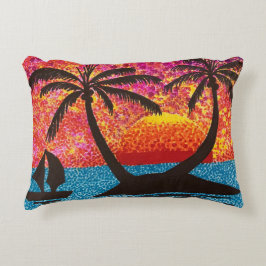 Cojín Decorativo Pillow - Isla tropical al atardecer