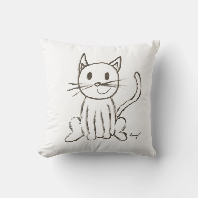 Cojín Decorativo Pillow kitty pintada - negro (Anverso)