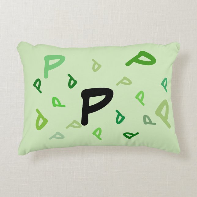 Cojín Decorativo Pillow - Letras despedazadas en verde (Anverso)