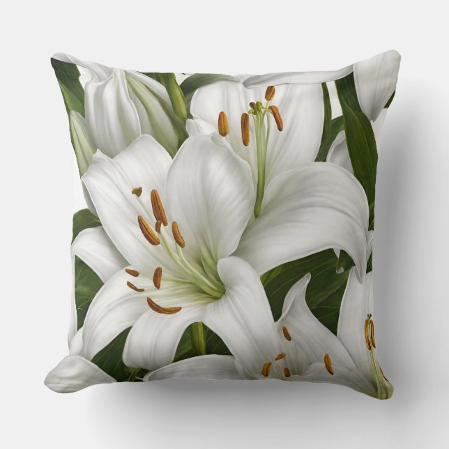 Cojín Decorativo Pillow Lirio Blanco (Anverso)