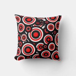 Cojín Decorativo Pillow moderno negro, blanco y rojo con círculos