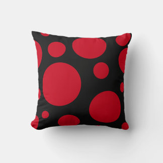 Cojín Decorativo Pillow moderno negro y rojo con círculos
