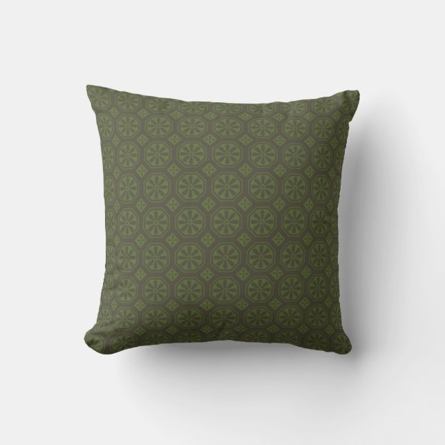 Cojín Decorativo Pillow MOJO americano florido negro y verde (Anverso)