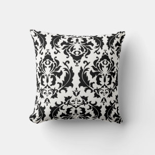 Cojín Decorativo Pillow MOJO estadounidense de Damasco blanco y neg