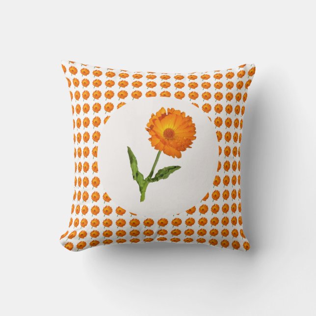 Cojín Decorativo Pillow - Naranja Calendula Blossom (Anverso)