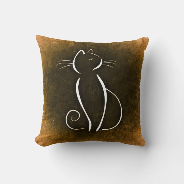 Cojín Decorativo Pillow Naranja Cat Noir (Anverso)