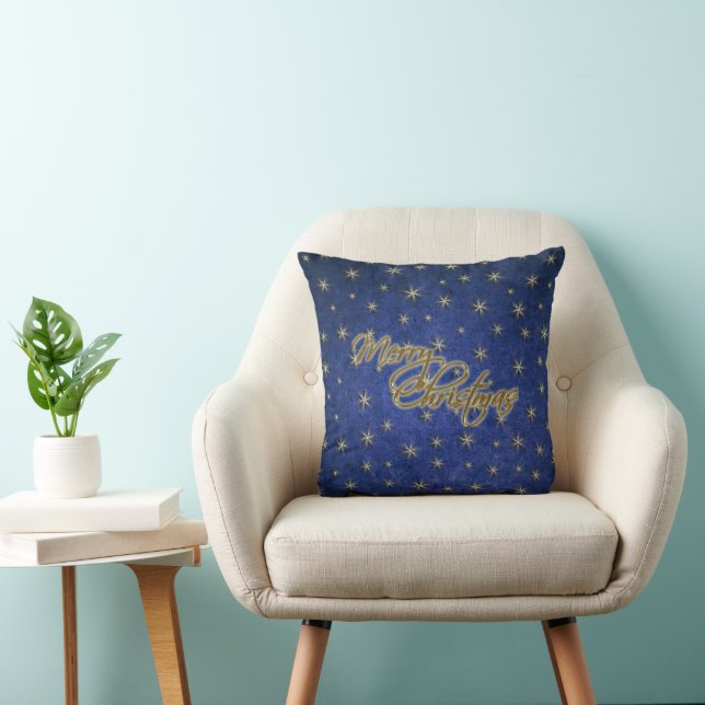 Cojín Decorativo Pillow Navidades de Blue Gold Stars (Silla)