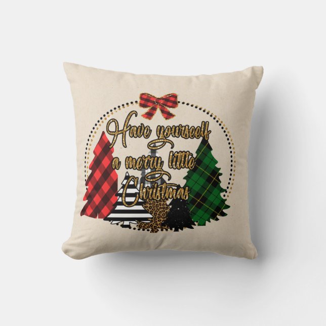 Cojín Decorativo Pillow, Navidades de las mantas de búfalo." (Anverso)