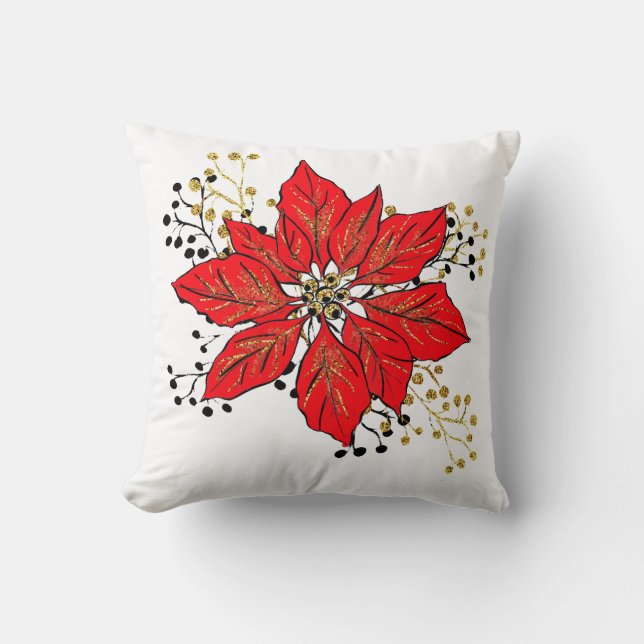 Cojín Decorativo Pillow Navidades de Poinsettia (Anverso)