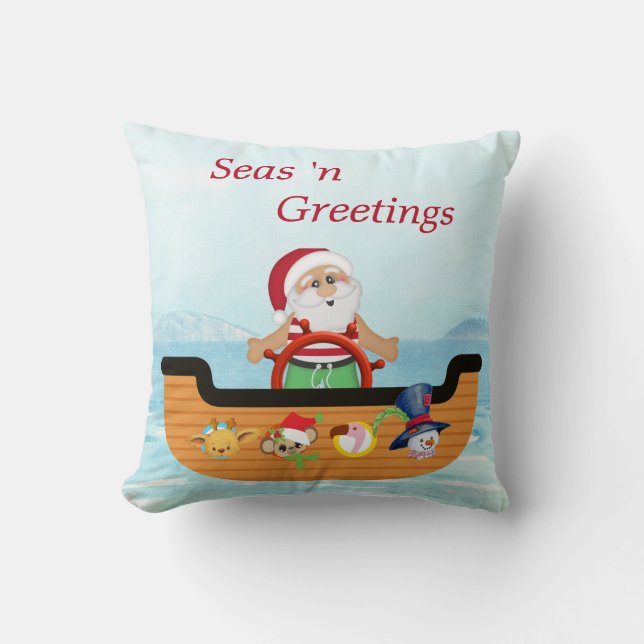 Cojín Decorativo Pillow Navidades de Santa Náutica (Anverso)