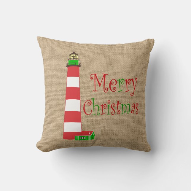 Cojín Decorativo Pillow Navidades del faro náutico (Anverso)