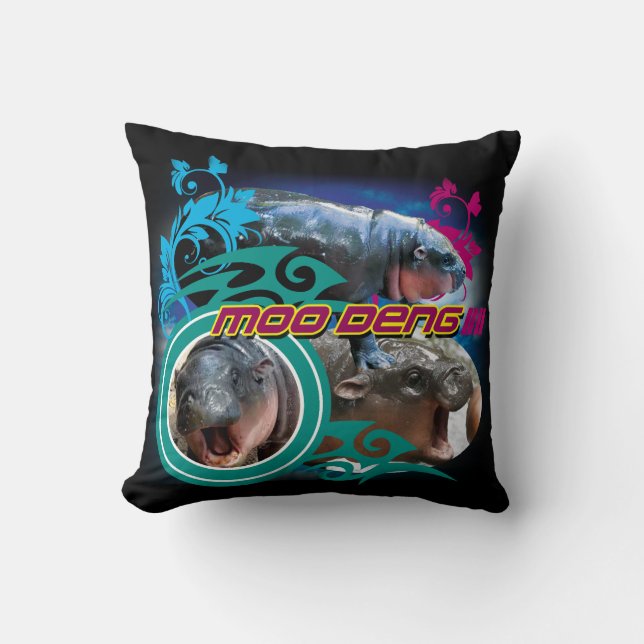 Cojín Decorativo Pillow negro MooDeng2 (Anverso)