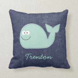 Cojín Decorativo Pillow Nombre Personalizado del Bebé de Ballena Pe
