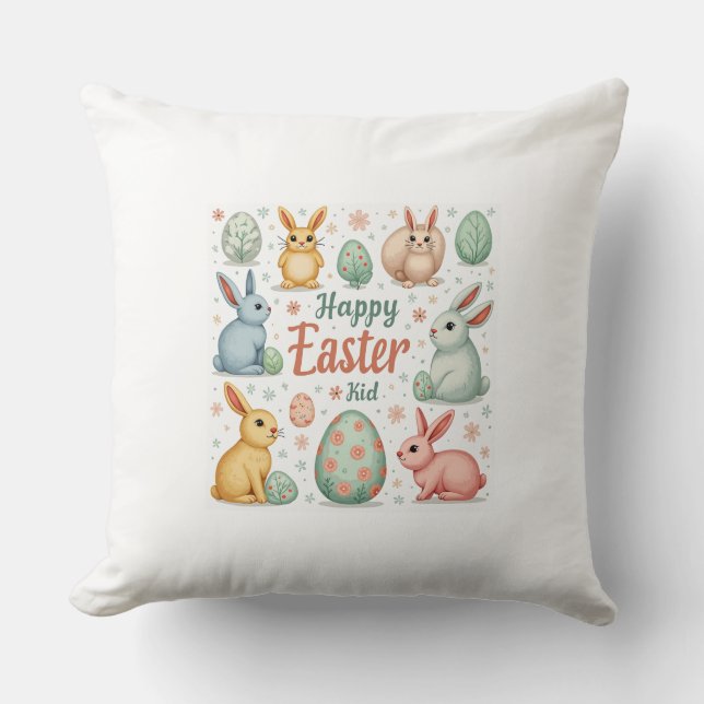 Cojín Decorativo Pillow para feliz Día de Pascua (Anverso)