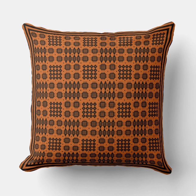 Cojín Decorativo Pillow, patrón de tapiz galés del cojín, rojo ladr (Anverso)