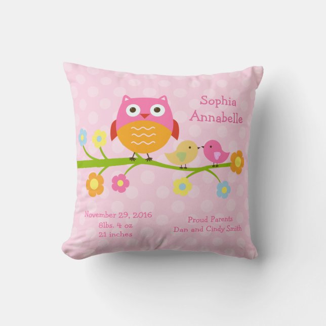 Cojín Decorativo Pillow personalizada de "Amarres y búhos con punto (Anverso)