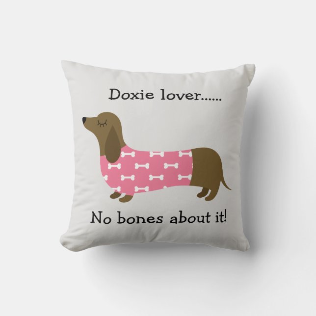 Cojín Decorativo Pillow personalizada de Dachshund rosa (Anverso)