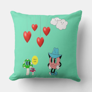 Cojín Decorativo "Pillow Personalizado Adorable de Emoji y hongos"