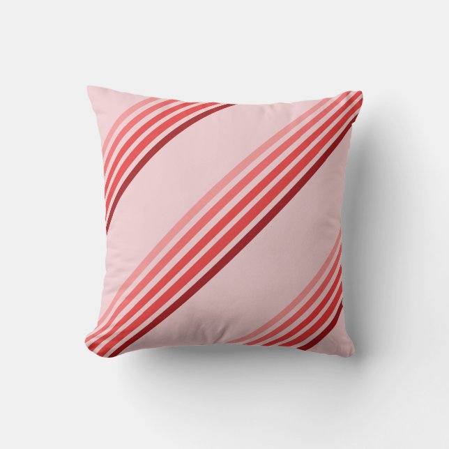 Cojín Decorativo Pillow - Rayas rojas en rosa (Anverso)