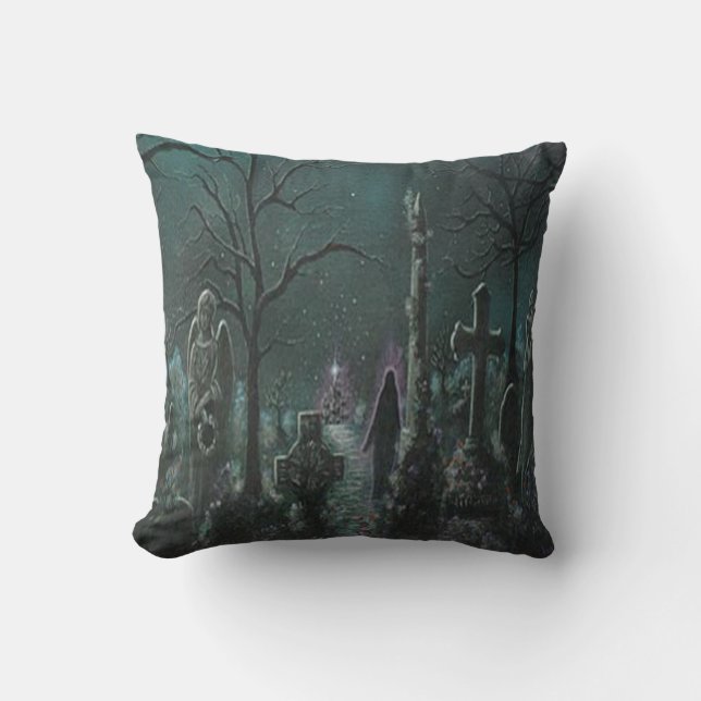 Cojín Decorativo Pillow reversible del cementerio fantasma (Anverso)