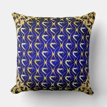 Pillow Royal Blue and Gold Hearts de lujo