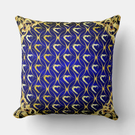 Cojín Decorativo Pillow Royal Blue and Gold Hearts de lujo